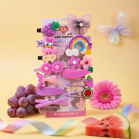 Cute Purple Hair Clip Set for Girls (Set of 14)