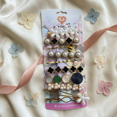 Pearl & Designer Hair Clip Set for Women & Girls (Set of 10)