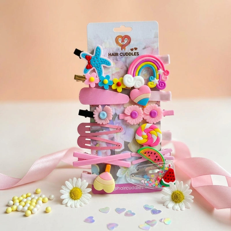 Candy Cloud Hair Clip Set for Girls (Set of 14)