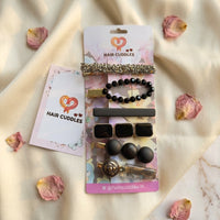 Black & Gold Hair Clip Set for Women & Girls (Set of 6)