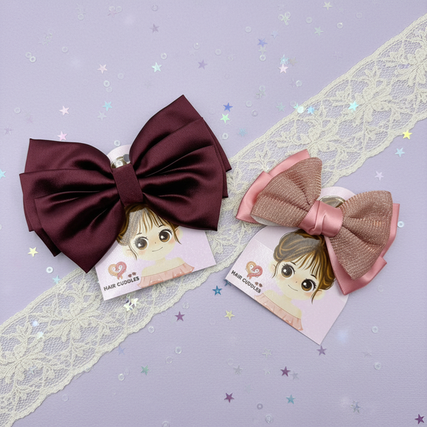 Satin Hair Bow Clip Set