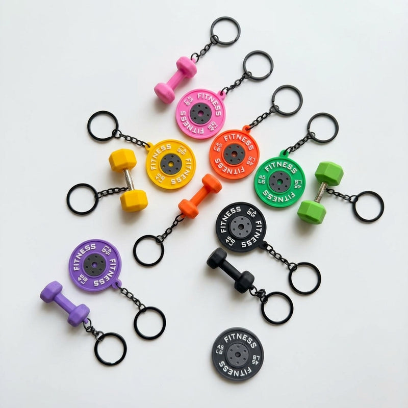 Fitness Freak Keychains – Dumbbell & Weight Plate Gym Charms