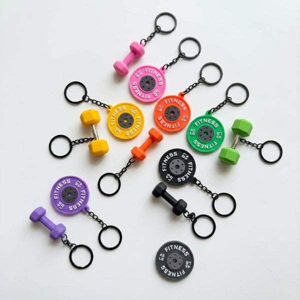 Fitness Freak Keychains – Dumbbell & Weight Plate Gym Charms