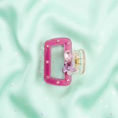 Premium Rectangle Hair Claw Clip – Stylish Rhinestone Floral Design (Med Size)