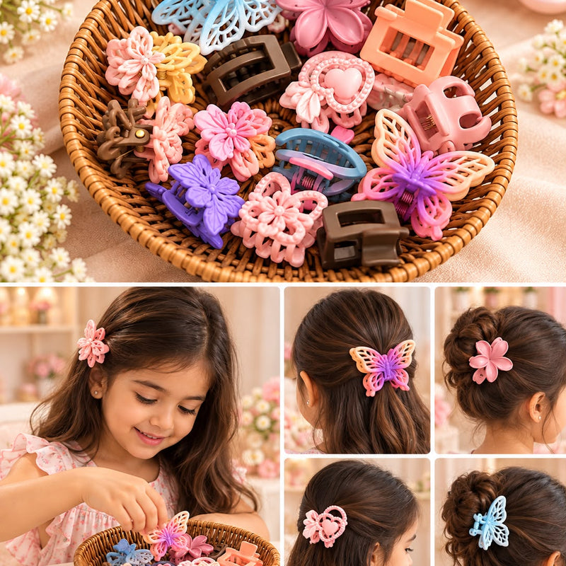 Pack of 12 Mini Hair Claw Clips (Random)
