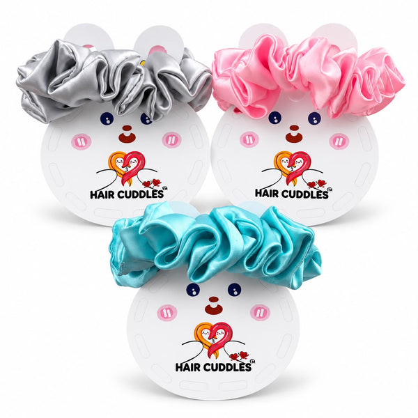 Premium Satin Scrunchies Hamper – Set of 3 | Hair Cuddles™