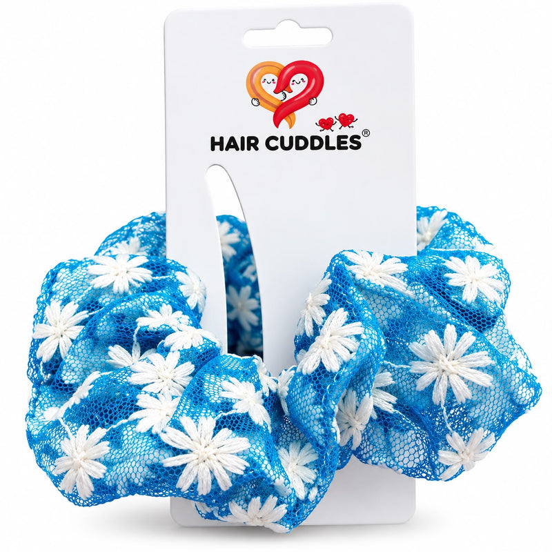 Floral Mesh Scrunchies for Women & Girls | Hair Cuddles™