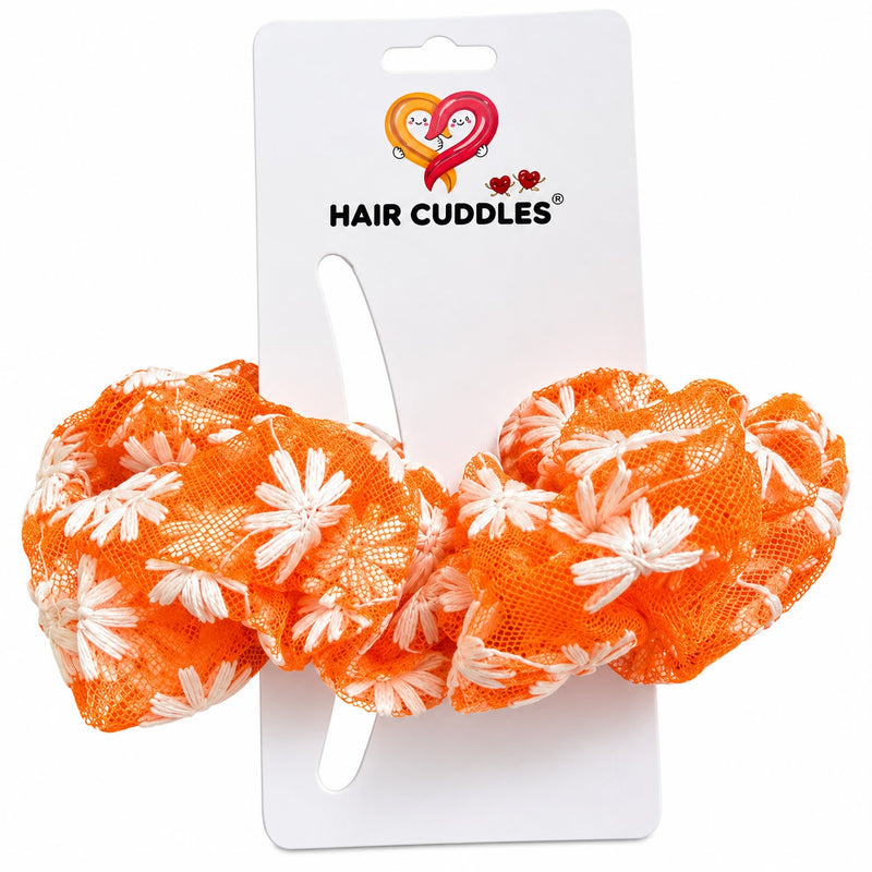 Floral Mesh Scrunchies for Women & Girls | Hair Cuddles™