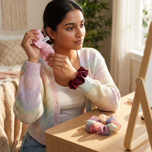 Premium Satin & Chiffon Scrunchies Set